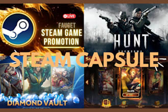 do steam graphics for games, banners, UI games, posters, and steam capsule