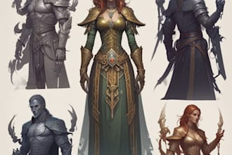 draw fantasy design character sheet game concept art