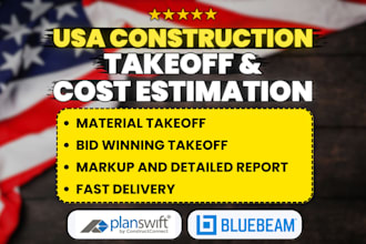 do construction cost estimation material takeoff on bluebeam, plan swift