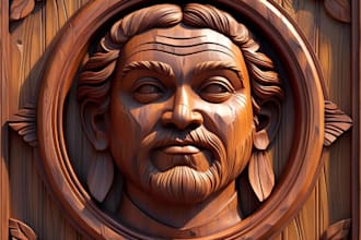 high detailed 3d bas relief 3d engraving wood carving in aspire vcarve pro