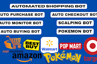 develop auto purchase bot shopping bot popmart bot auto buying bot pokemon bot