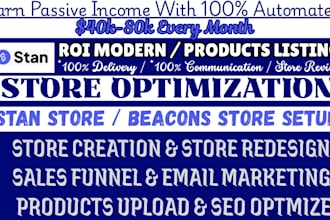 setup stan store or beacons for digital products, store seo and sales funnel
