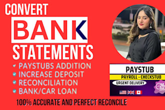 make paystub, balance sheet, income statement and bank reconciliation for you