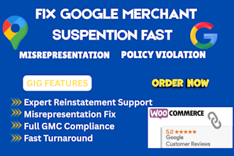 fix google merchant center suspension, fix merchant center misrepresentation