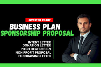 write investor ready plan, pitch deck, and sponsorship proposal