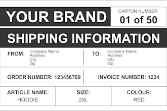 shipping label and box sticker design for carton packaging