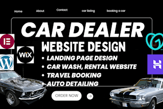 design car rental, auto detailing, automobile car wash website travel booking
