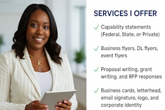 design a government capability statement, company profile, and flyer