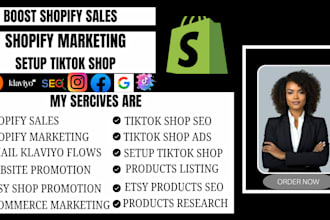boost shopify sales ecommerce marketing tiktok shop setup etsy shop promotion