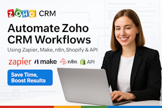 automate zoho CRM with zapier, make, n8n, soap, API, shopify and workflows