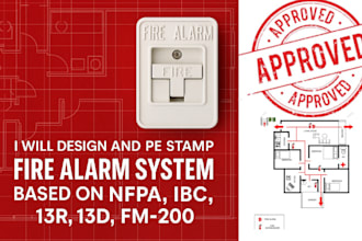 design and pe stamp fire alarm system based on nfpa, ibc 13r, 13d, fm200