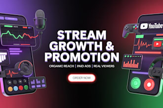 grow twitch, kick, and youtube real organic promotion and targeted paid ads