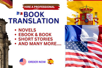 expertly translate your book in spanish, french, german, english,
