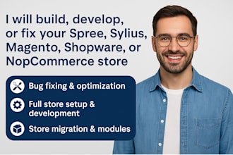 build develop spree commerce sylius magento shopware nopcommerce bug fix store