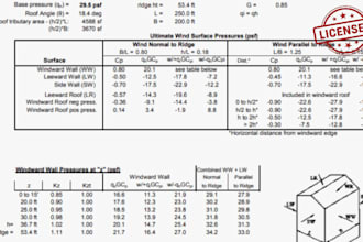 draw rcc steel structural analysis load calculation wind load florida pe stamp