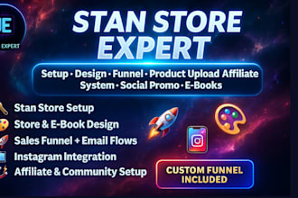 do stan store setup  promotion marketing design systeme io sales funnel