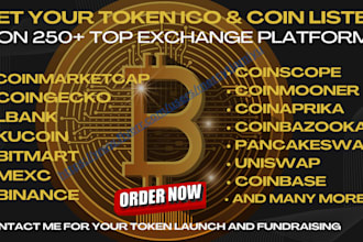create your token and list it on exchanges, coingecko, coinmarketcap, mexc, etc