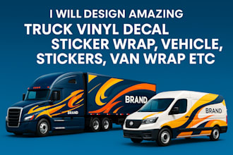 design amazing truck vinyl decal sticker wrap, vehicle stickers, van wrap etc