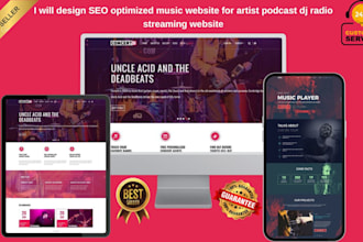 design seo optimized music website for artist podcast dj radio streaming website