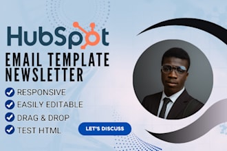 develop editable hubspot HTML email template and mailchimp newsletter expert