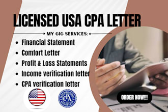 audit financial statement review mortgage letter cpa comfort letter as a US CPA
