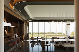 render 3d interior cafe design,restaurant,lounge,bar,store,pub,club,street light