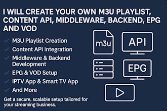 create your own m3u playlist, content API, middleware, backend, epg and vod