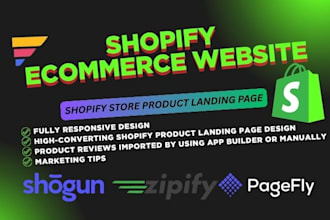create shopify landing page, product landing page by pagefly gempages, or shogun