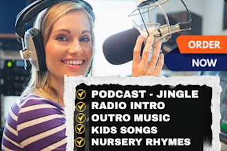 produce podcast jingle, radio jingle, podcast intro and outro music, rap jingle