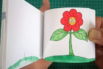 create page turn book animation page , flip book, picture book,audio book,canva