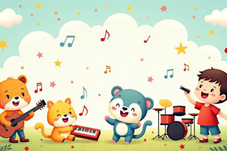 compose fun and engaging kids songs, cartoon or lullaby song