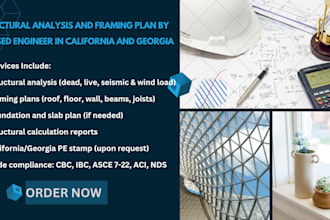 structural analysis, framing plan by licensed engineer in california, georgia