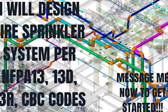 design fire sprinkler system per cbc codes, 13d, 13r, nfpa13