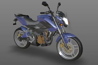 craft 3d motorcycle, zbrush,wrap 3d sport bike, model bajaj pulsar,stl for print