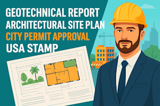 geotechnical report architectural site plan city permit approval usa stamp