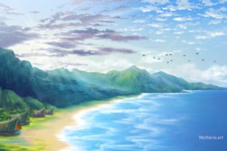 draw custom fantasy background art
