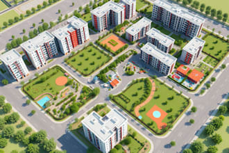 draw 3d site plan and master plan for real estate