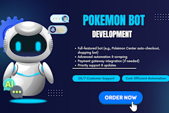 custom pokemon bot development, tgc player bot, pokemon center bot
