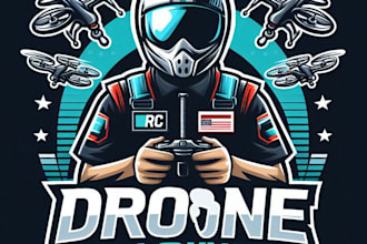 design high quality drone mascot logo with t shirt design