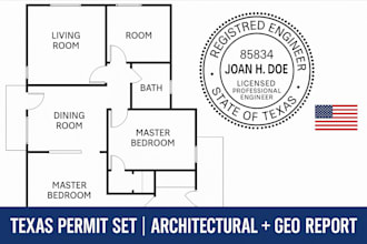 provide architectural drawings and geotechnical report for texas permit