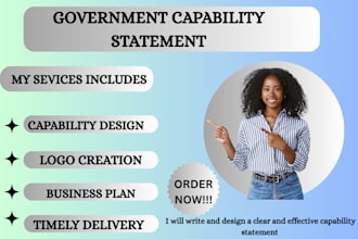 design an effective government capability statement, business flyer, design logo