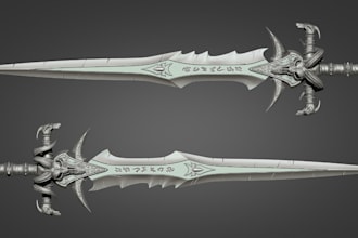 sculpt 3d asset,3d sword weapon,3d amour, knight, cut and key,stl, 3d printing
