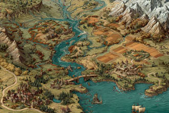 festival map illustration fantasy map 3d isometric