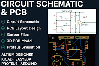 design circuit schematic, pcb in altium, kicad, proteus, easyeda