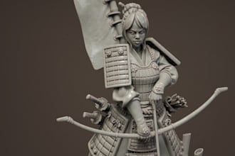sculpt 3d action figurine, historical warrior model, 3d weapon, game, 3d print