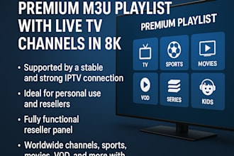do m3u playlist, live tv channel, strong 8k, iptv connection with reseller panel