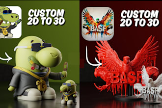 design 2d to 3d model bjd miniature 3d bust 3d stl cartoon character 3d printing