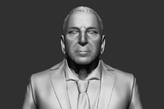 sculpt 3d bust model, 3d head bust, 3d head 3d face for realistic 3d printing