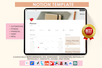 build notion template, custom notion template, digital journal