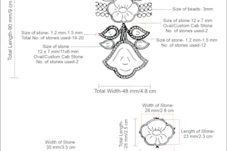 design detailed jewelry sketches with technical details